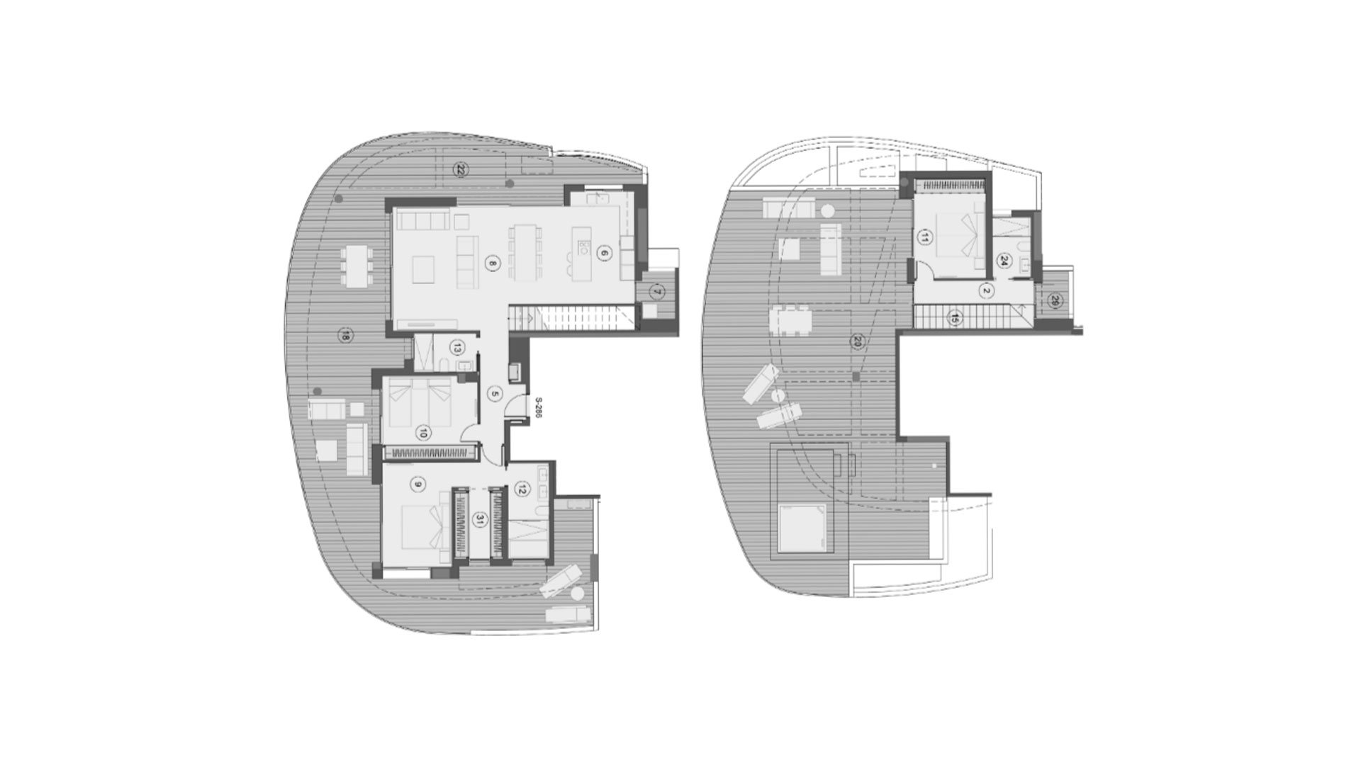 Apartment floor plan, 3 bedrooms in Sunset Sailors No. 6