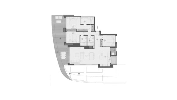 Apartment floor plan, 3 bedrooms in Sunset Sailors No. 7 (2D)