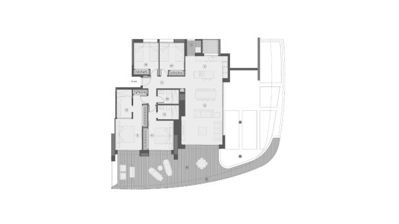 Apartment floor plan, 4 bedrooms in Sunset Sailors No. 11 (2D)