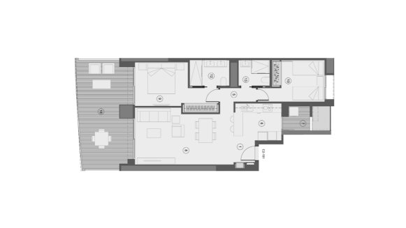 Apartment floor plan, 2 bedrooms in Sunset Sailors No. 4 (2D)