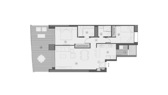 Apartment floor plan, 2 bedrooms in Sunset Sailors No. 5 (2D)